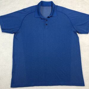 Lululemon Polo Shirt Mens XXL Blue Metal Vent Tech Performance Stretch Athletic